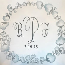 Cotton Wreath OR Initial - Watercolor Commission