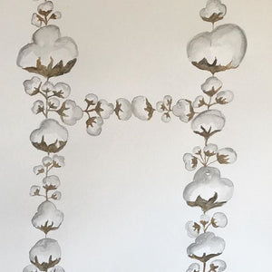 Cotton Wreath OR Initial - Watercolor Commission