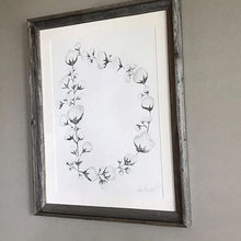 Cotton Wreath OR Initial - Watercolor Commission