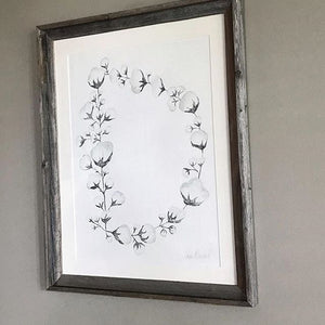 Cotton Wreath OR Initial - Watercolor Commission